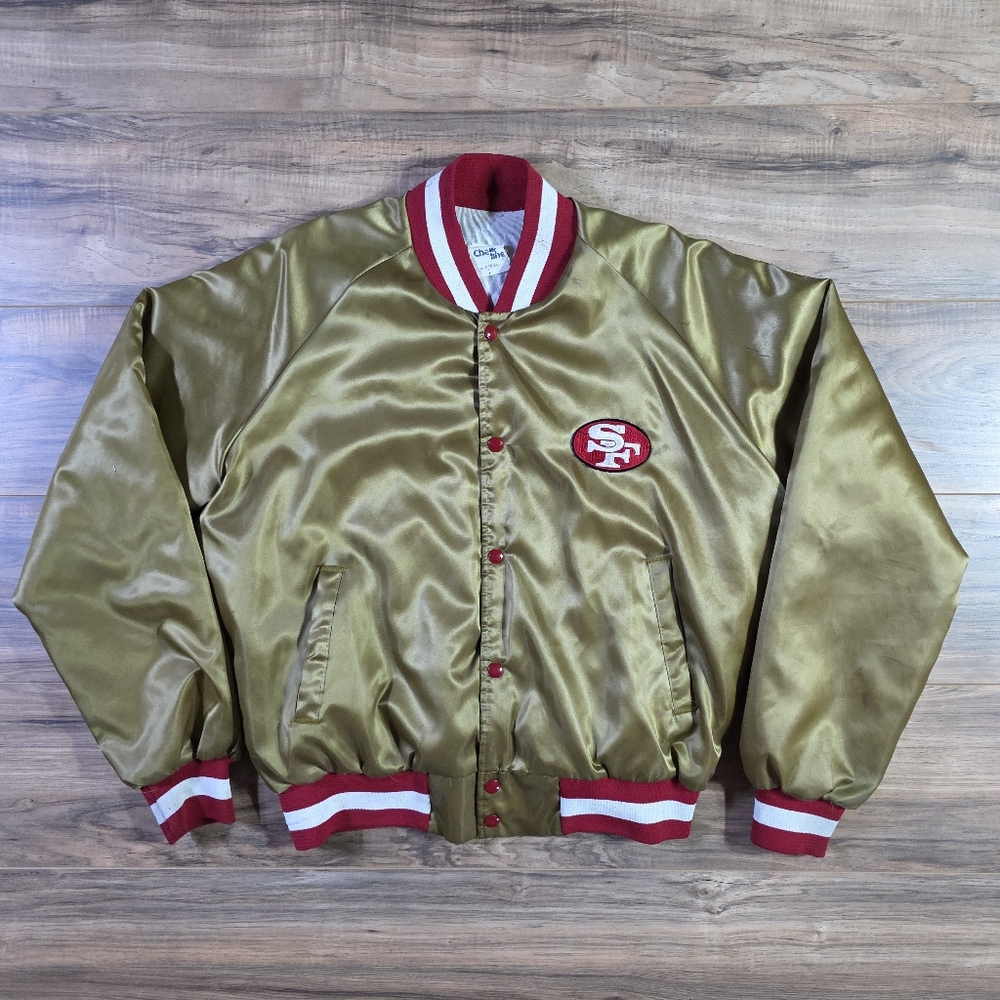 Chalk Line 49ers Jacket Mens Vintage 1988 Satin Bomber Gold XL USA Locker Line